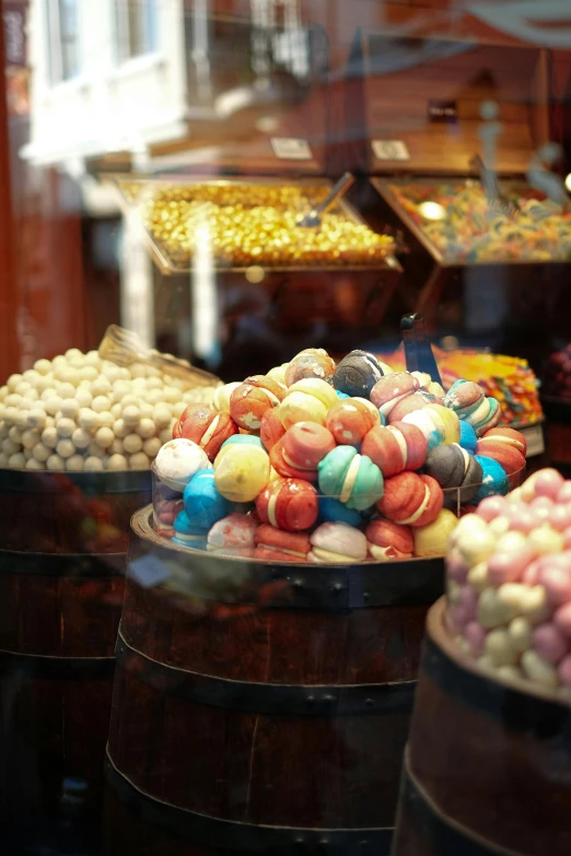 a bunch of different kinds of candy on display