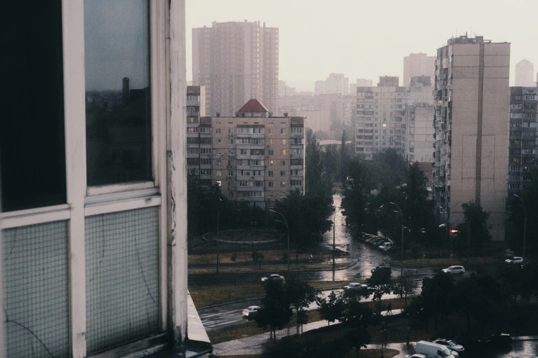 an overcast view of a large city