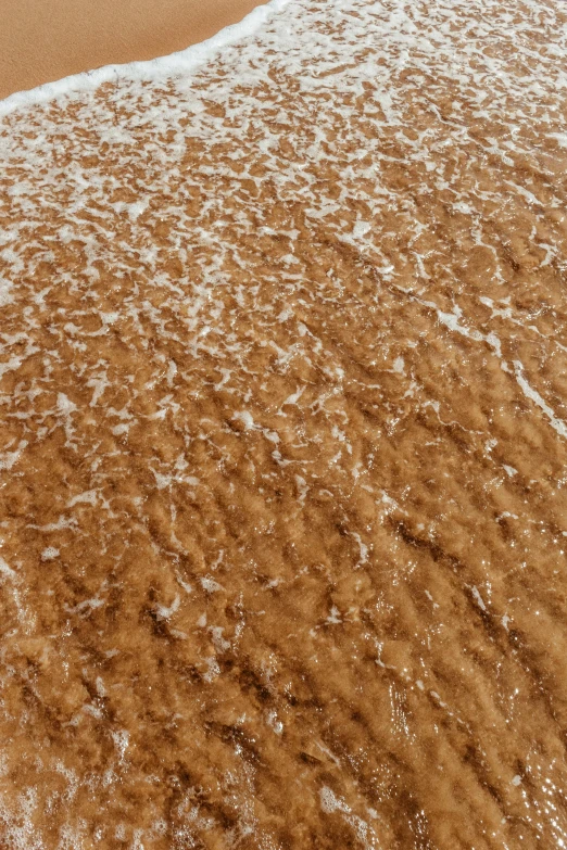 a closeup image of an ocean waves and beach sand