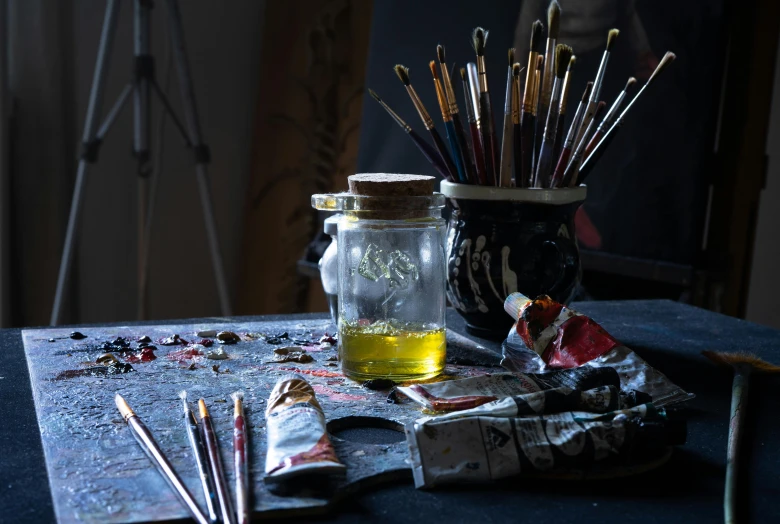 a table with several arts and crafts supplies