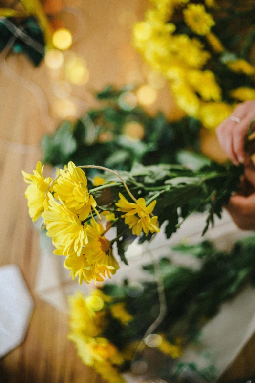 someone is holding the flowers in their hand