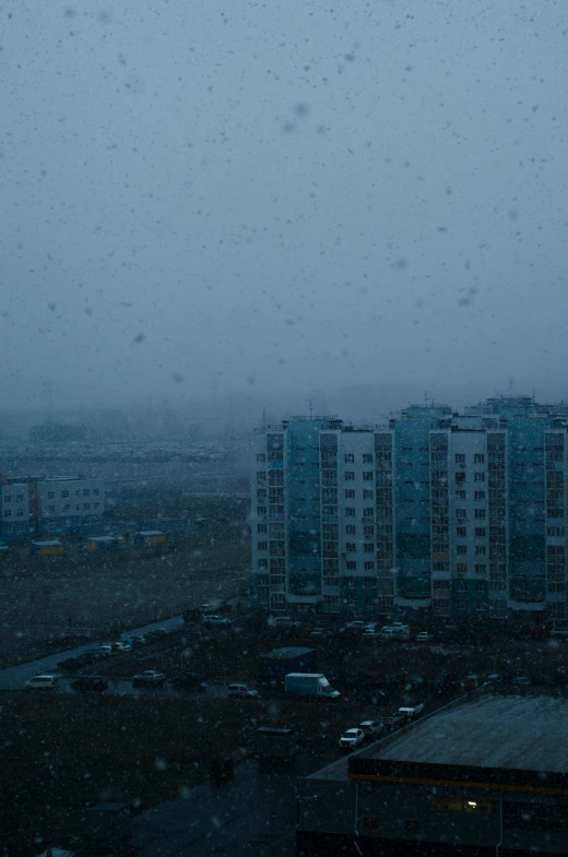 a picture of a rainy day in a big city