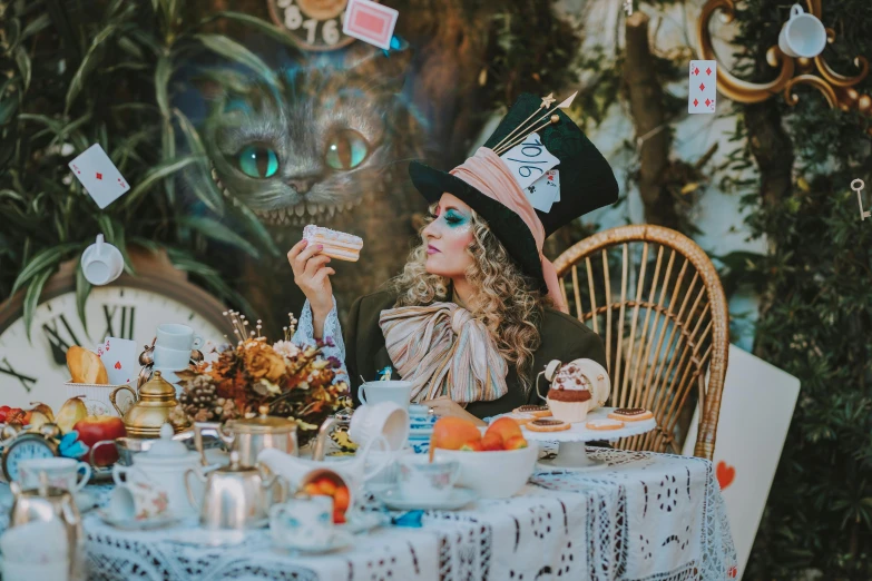 a woman is sitting at a table eating