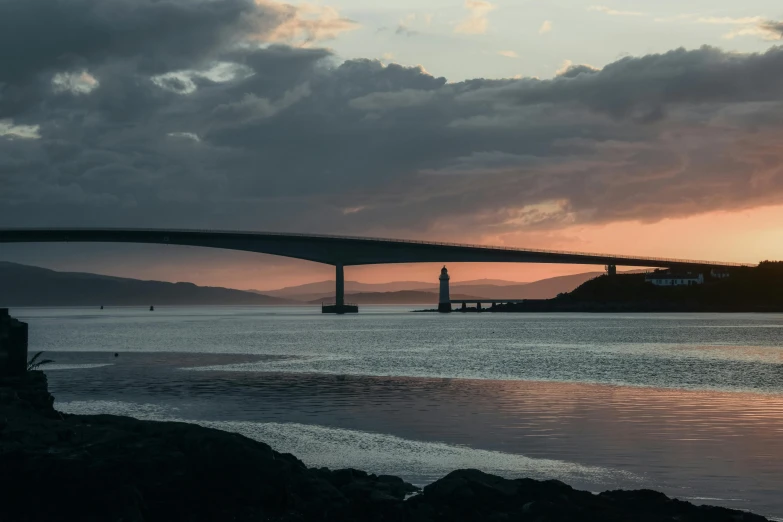 a bridge that goes over a large body of water