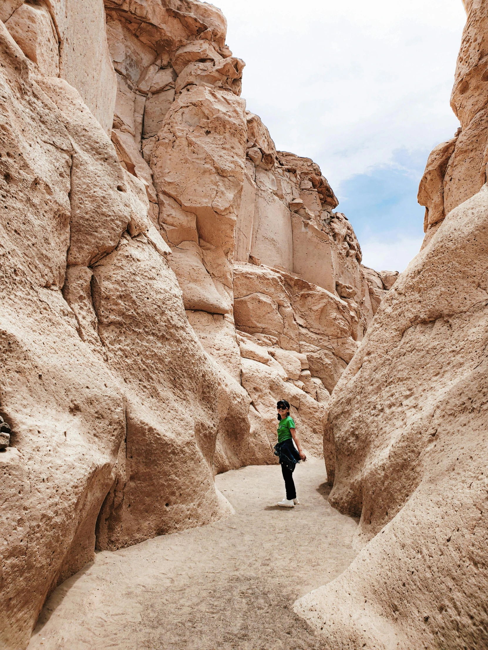 a person standing on a path in the desert