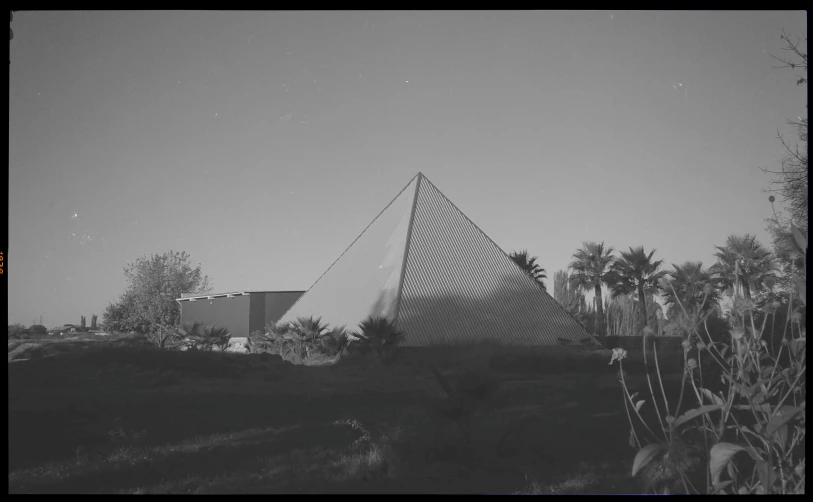 a black and white po of a building