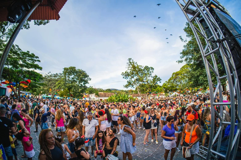 the crowd is playing and having fun at this festival