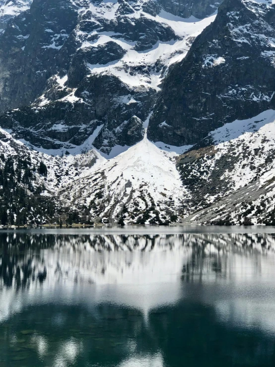 snowy mountains with snow around the summits