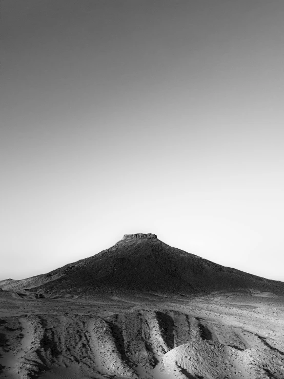 a black and white po of a mountain