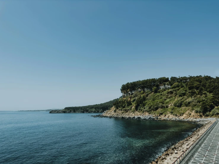 a large body of water near an island