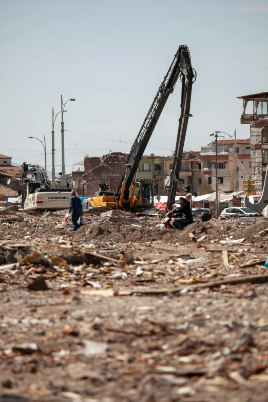 a large digger machine is used in the city