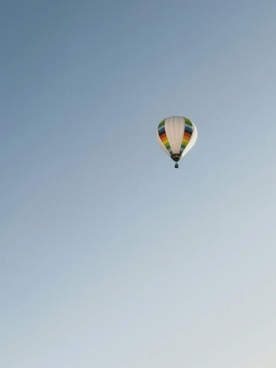 a  air balloon flying high in the sky