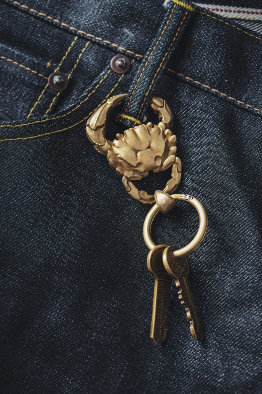 a pair of metal scissors sticking out of the back pocket of jeans