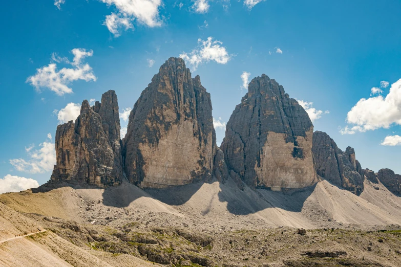 rock formations standing out in a desert land