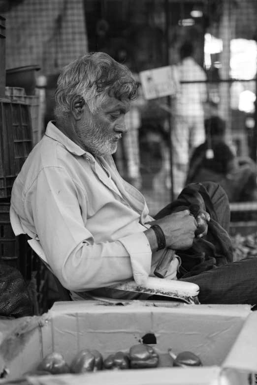 man in the shop with glasses on