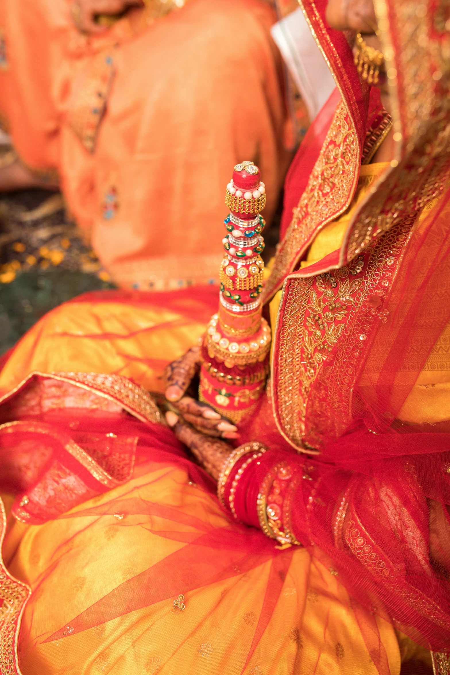 an indian style wedding decoration with bridals