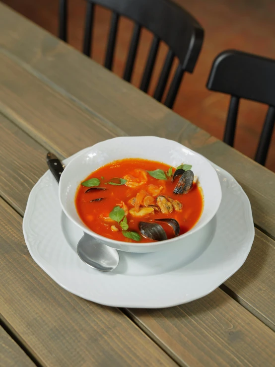 a bowl of soup on a table