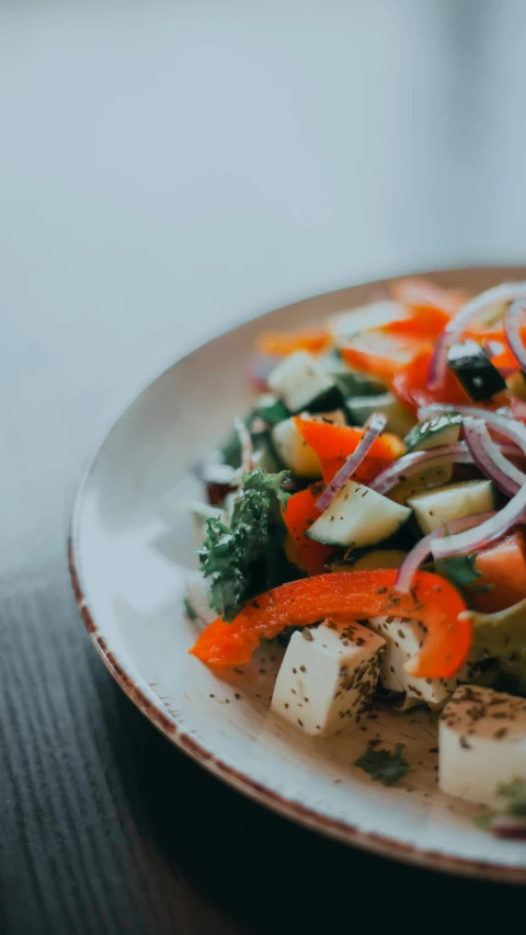 a plate is filled with different food items