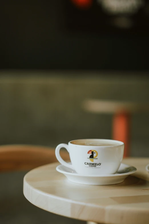 coffee cup and saucer sitting on a table