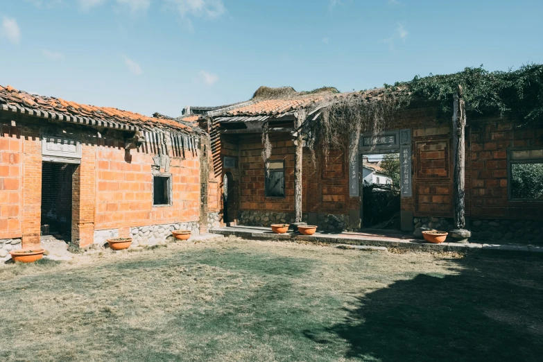 a building has pots in the middle of it