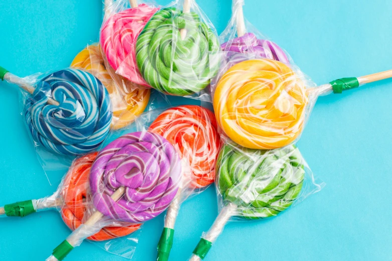 lollipops of assorted colors lying together