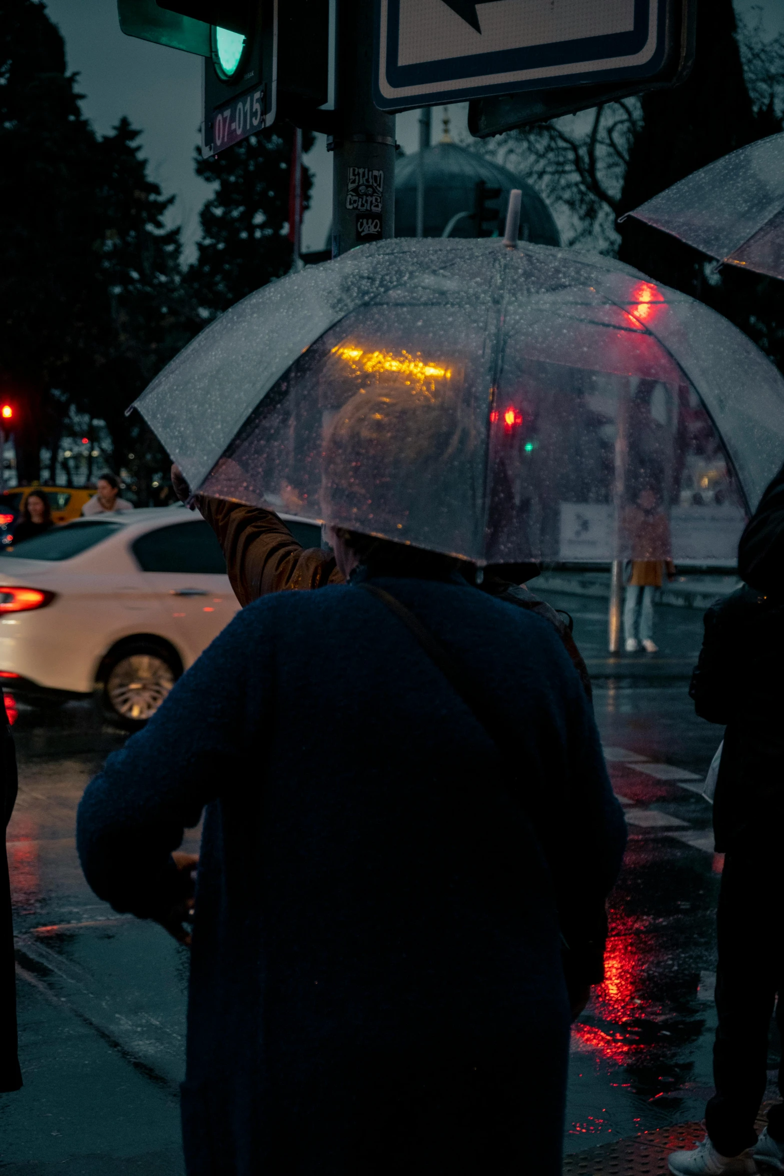 an umbrella on the street is broken