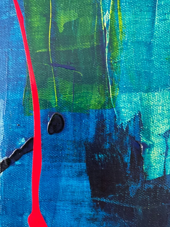 abstract painting of red object on blue background