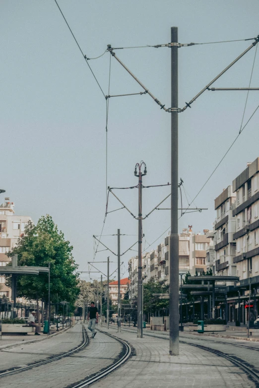 an empty street in the middle of a city