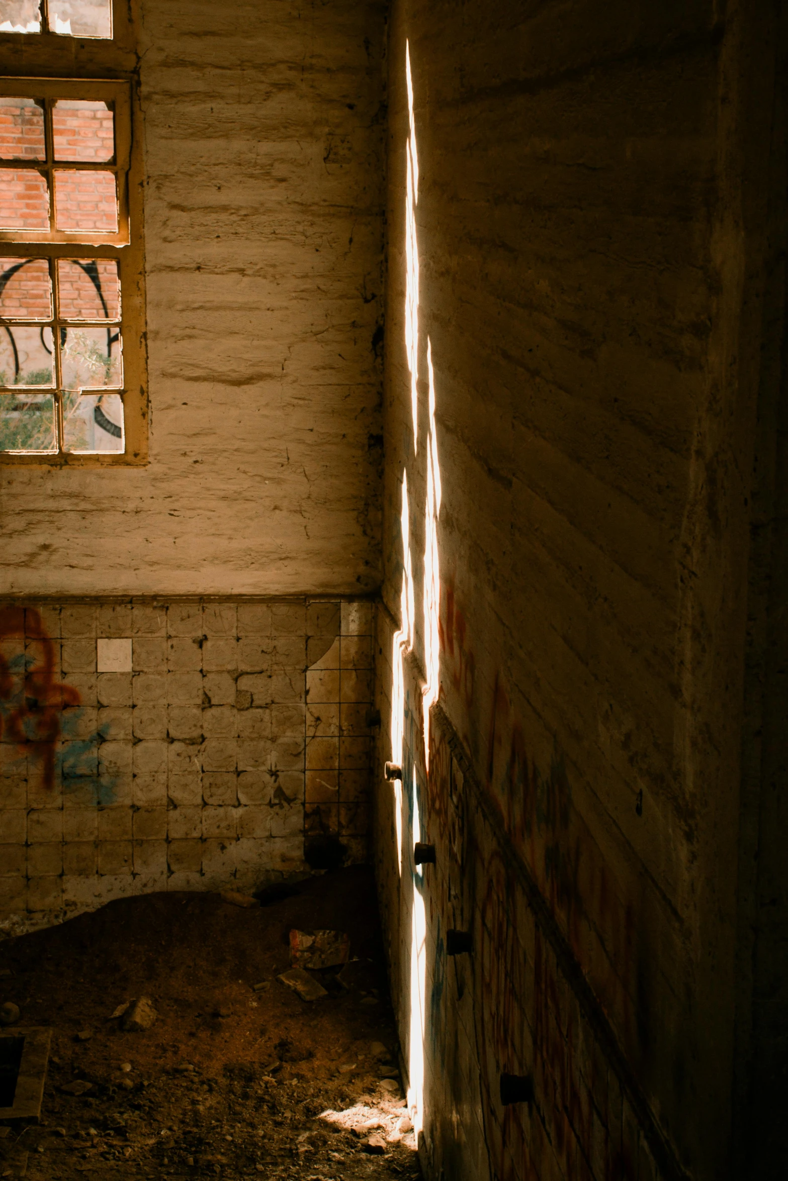 the bathroom door is open and the light shines through