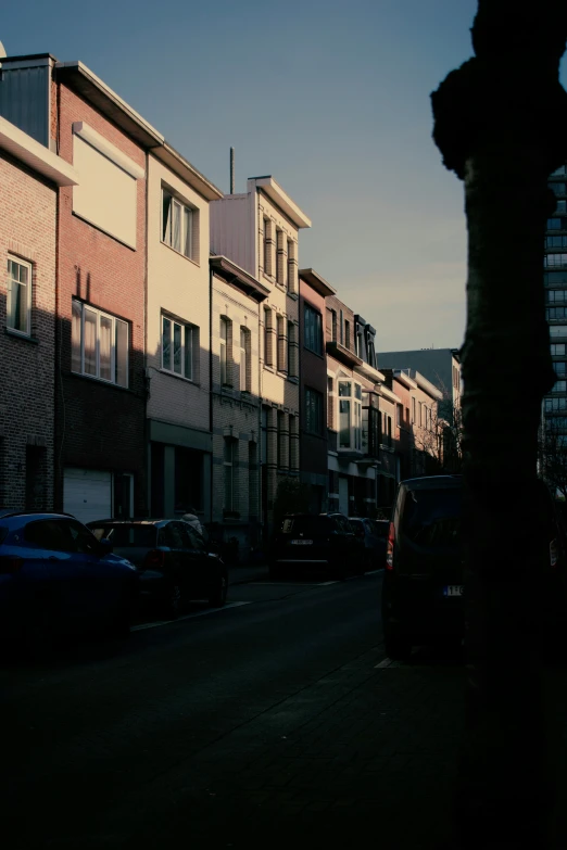 an empty street in an old section of town