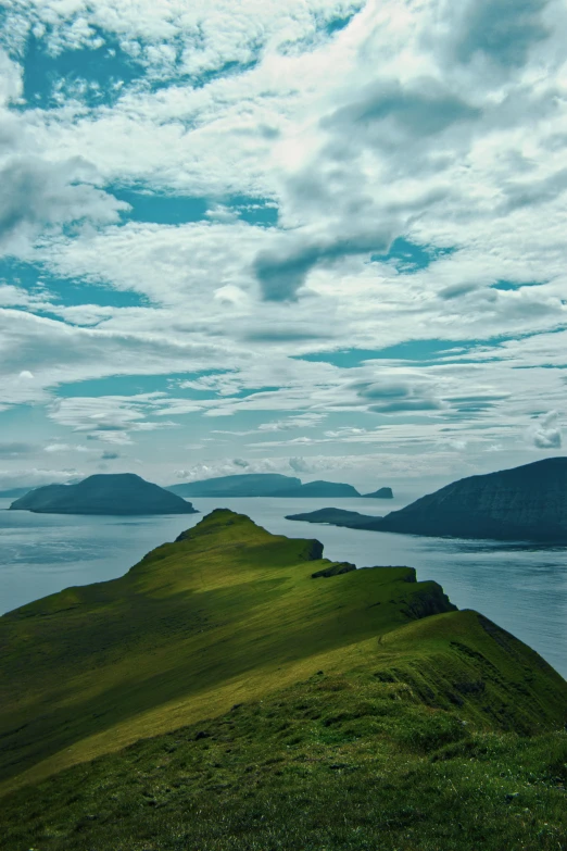 some water and land in the middle of some clouds