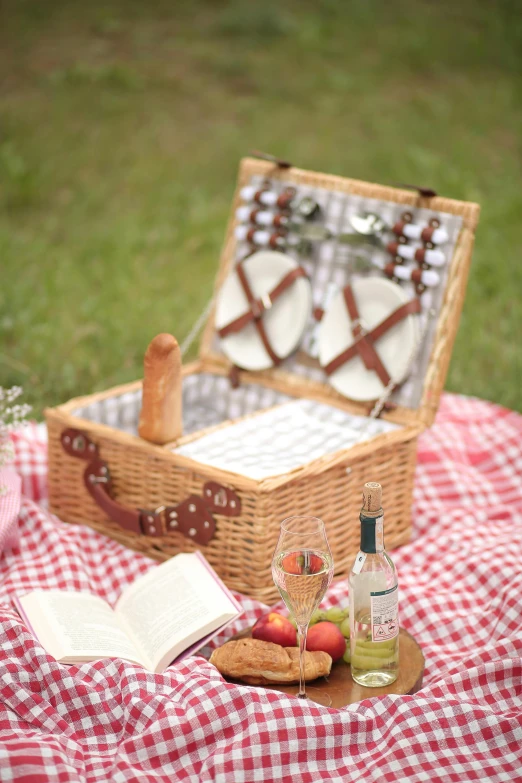 an open trunk and two glasses of wine on the picnic table