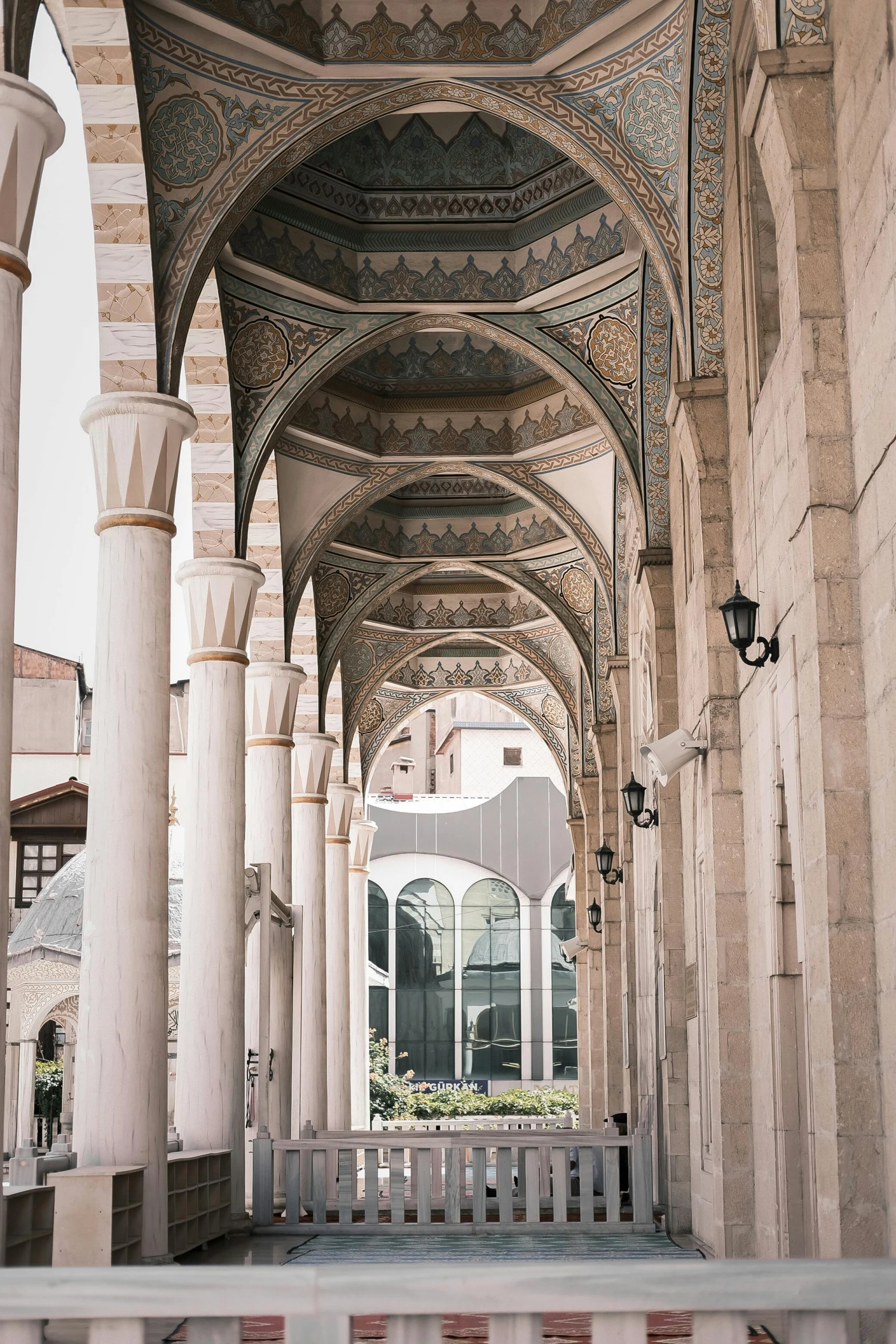 the ceiling and arches are made with wooden beams