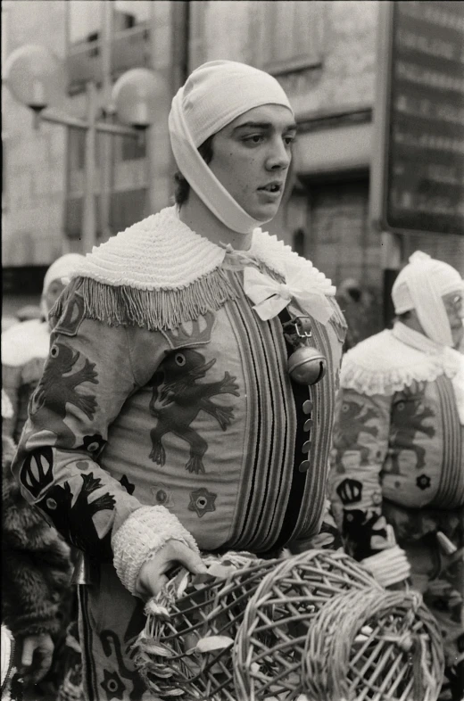 an old black and white po of a woman in costume