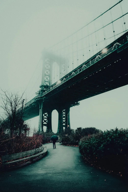 the walkway to the beach next to the bridge is empty