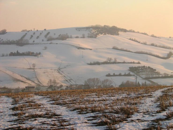 the hill in the winter has a lot of snow