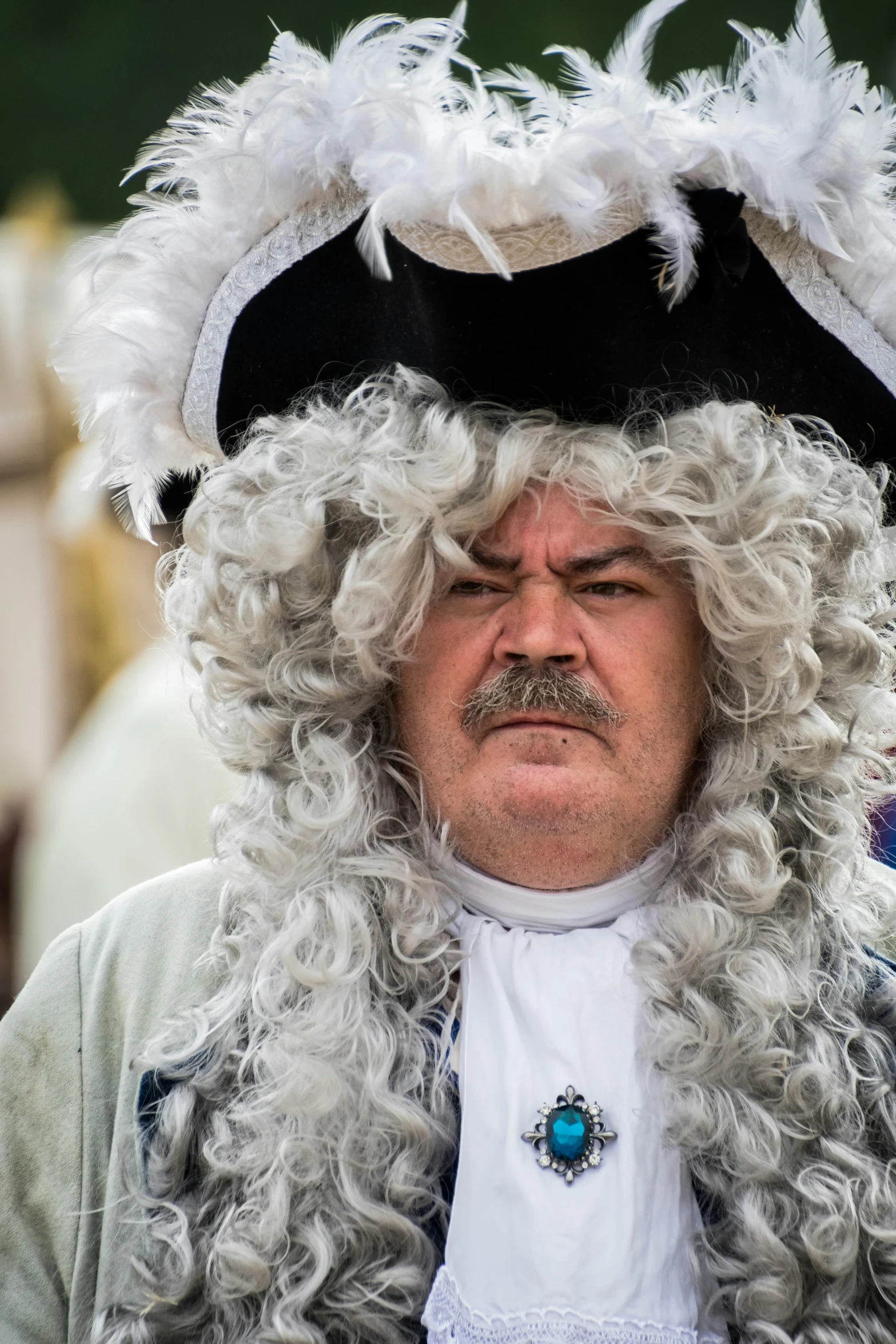 a close up of a person wearing an unusual hat