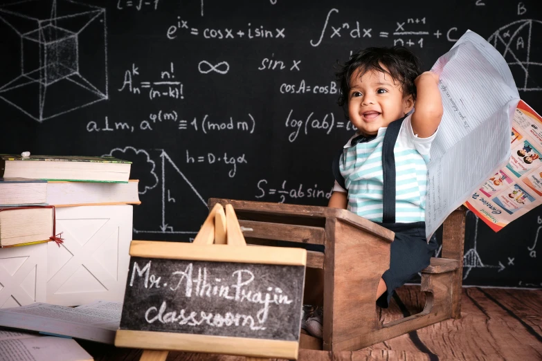 the young child is playing in the school room