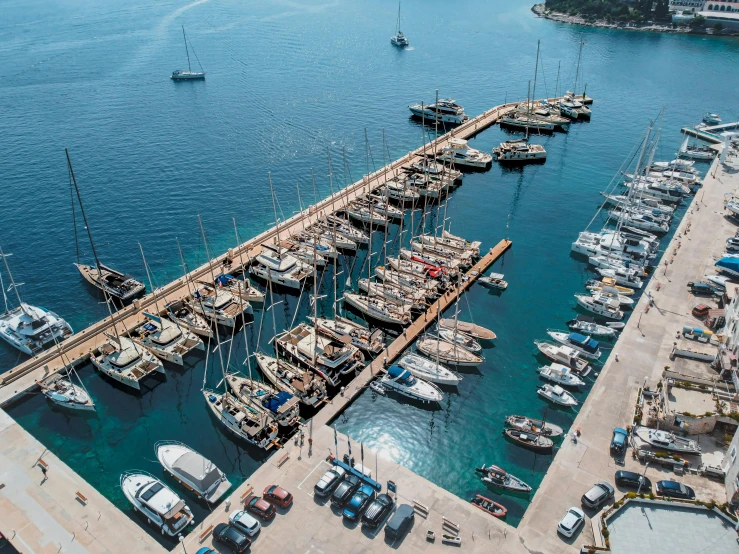 a bunch of boats parked in a harbor