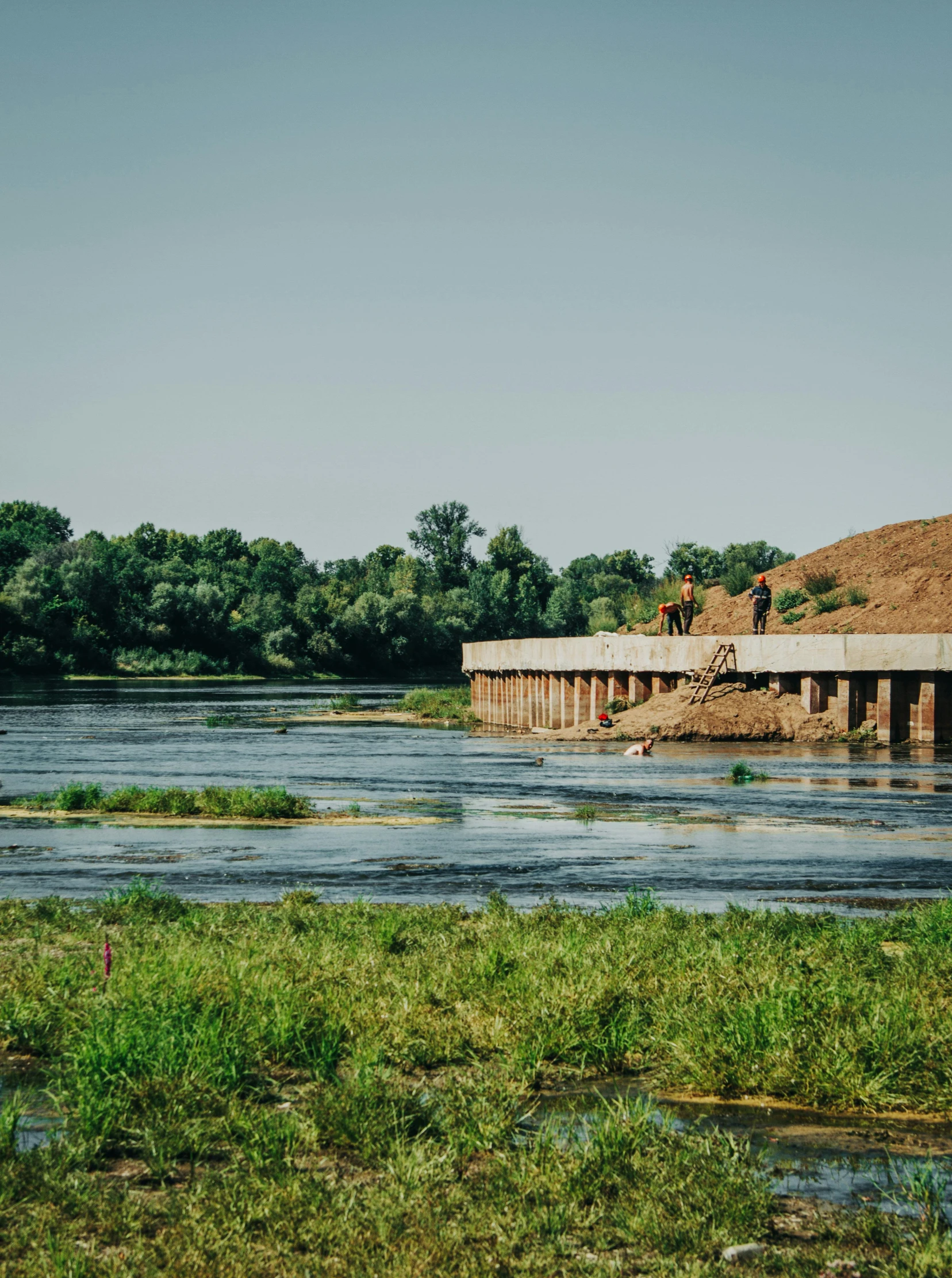 a water way that is partially covered in water