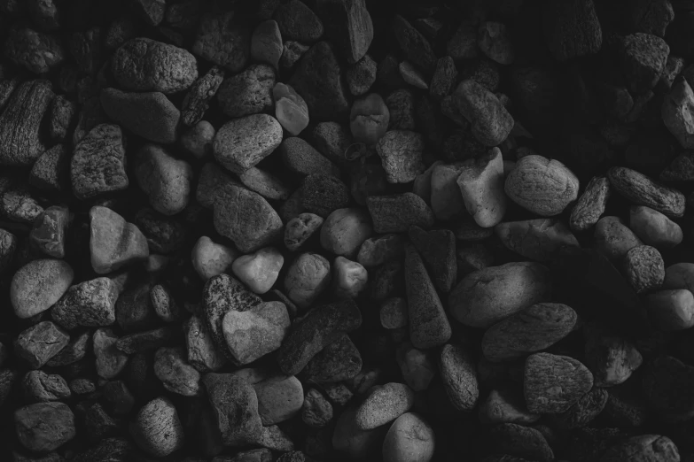 an up close black and white po of some rocks