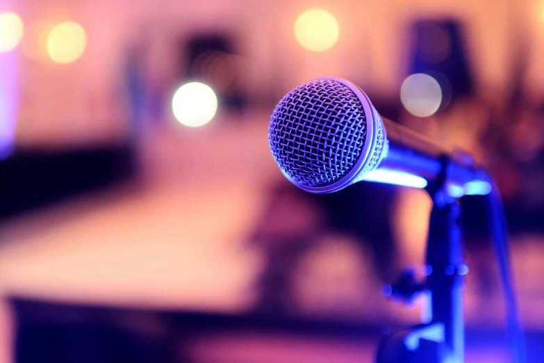 a close up of a microphone in the dark