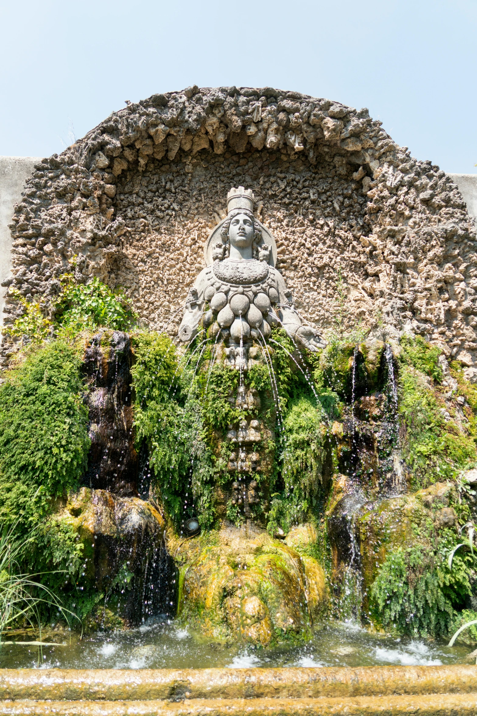 a statue of buddha surrounded by plants and flowers