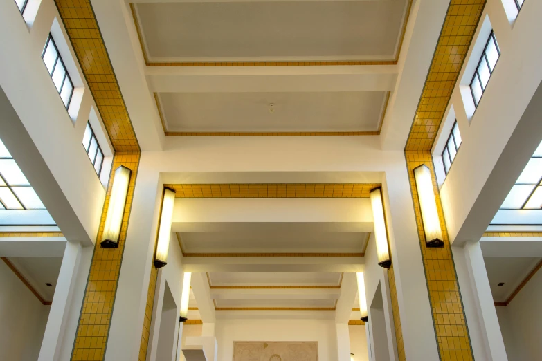 inside of a hallway that has some stairs