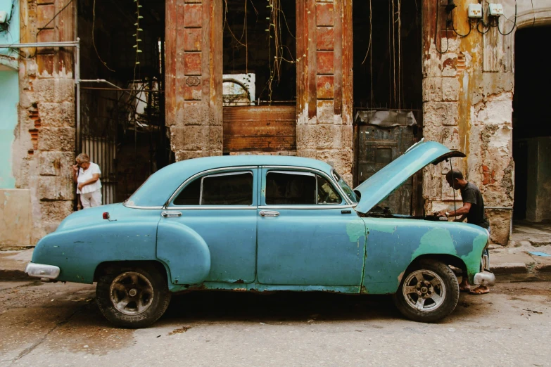 a car that is sitting in the street