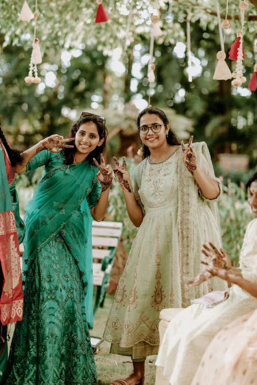 a couple of women are dancing around