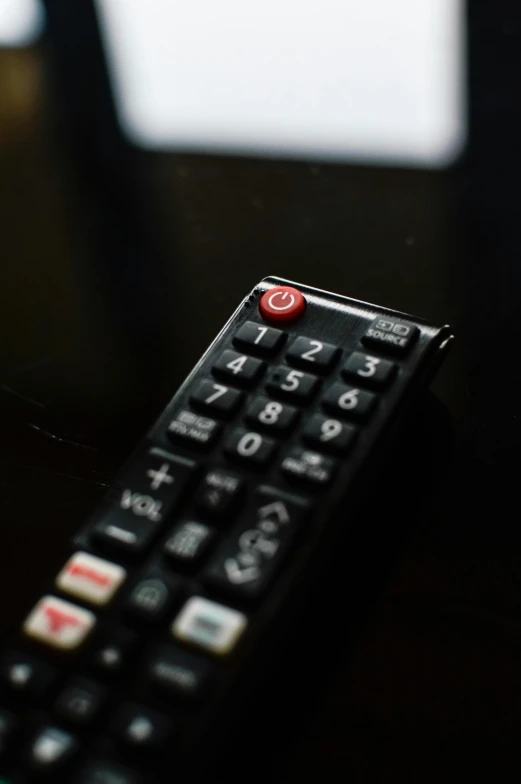 closeup view of a black remote control