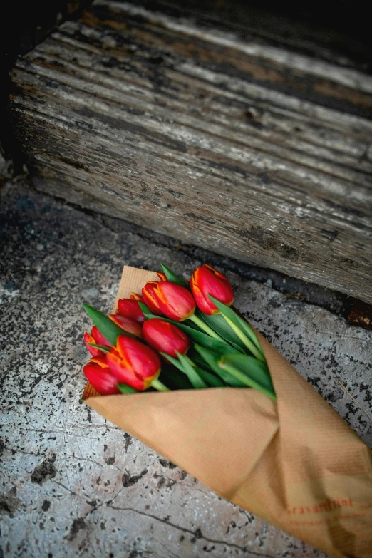 flowers on a paper envelope with grungy background