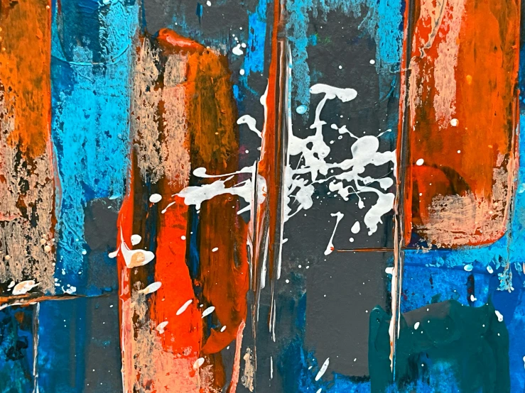 abstract painting that resembles two colors, blue, and orange