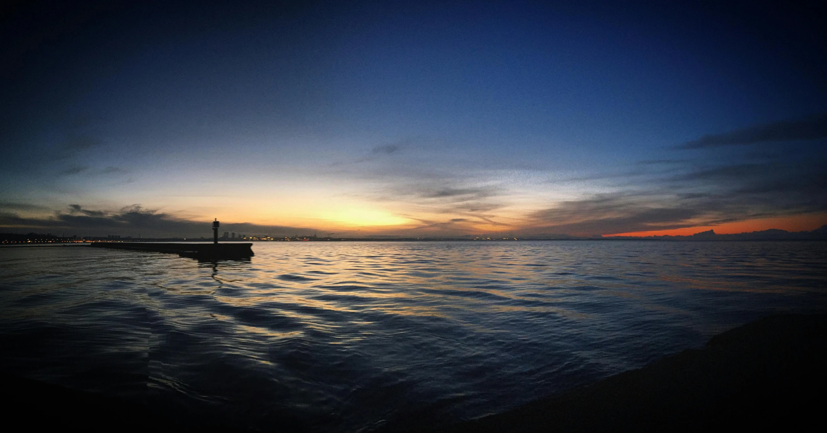 a view of the sky and water during sunset or sunset